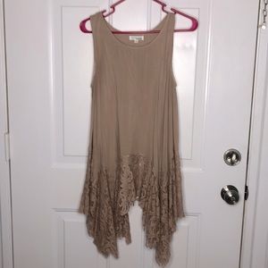 Taupe Lace Tunic / Extender ~ Size  Medium